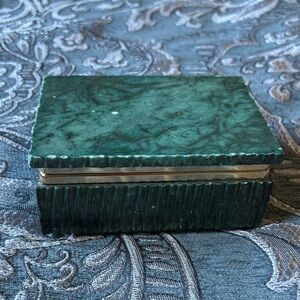 Vintage Italian Green Alabaster Jewelry or Trinket Box